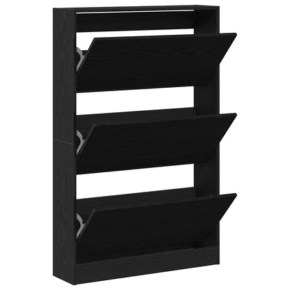 Shoe Cabinet Black Oak 80 x 21 x 125.5 cm Engineered Wood