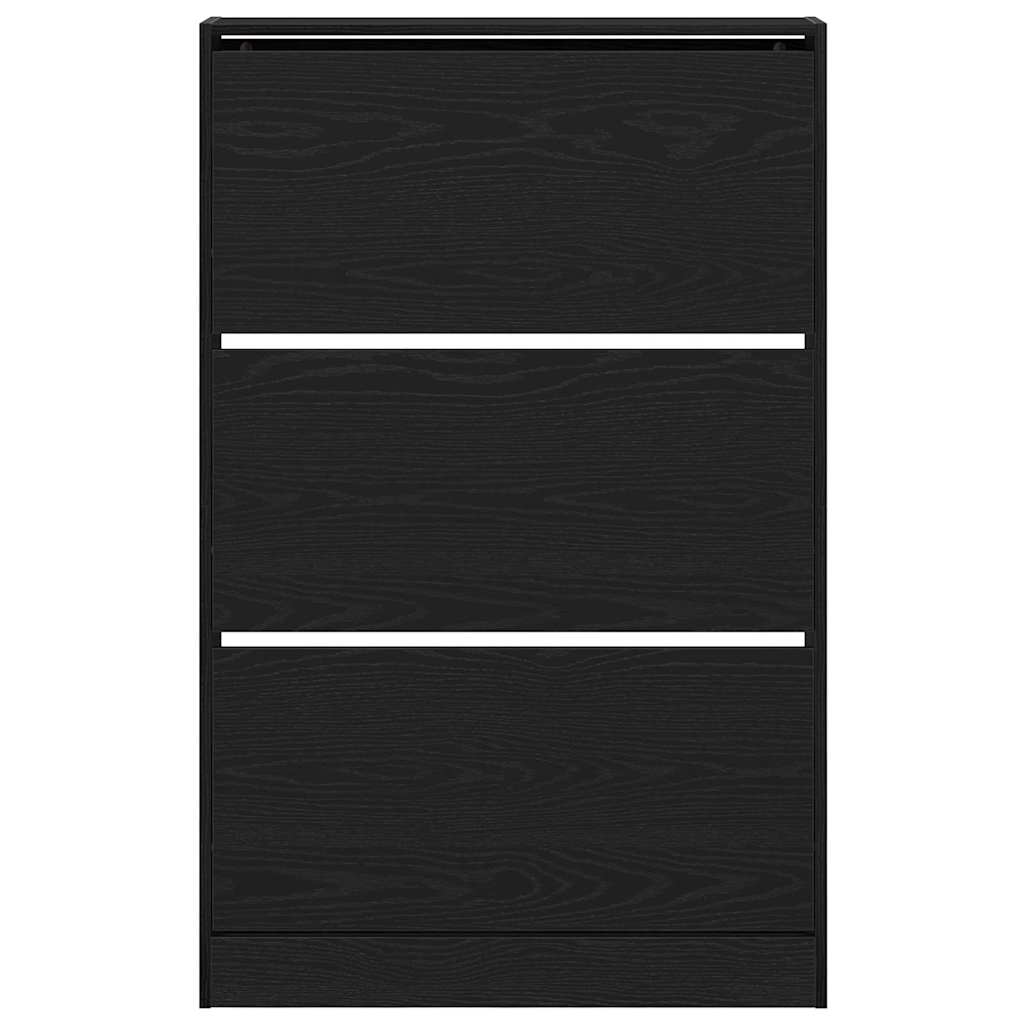 Shoe Cabinet Black Oak 80 x 21 x 125.5 cm Engineered Wood