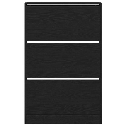 Shoe Cabinet Black Oak 80 x 21 x 125.5 cm Engineered Wood
