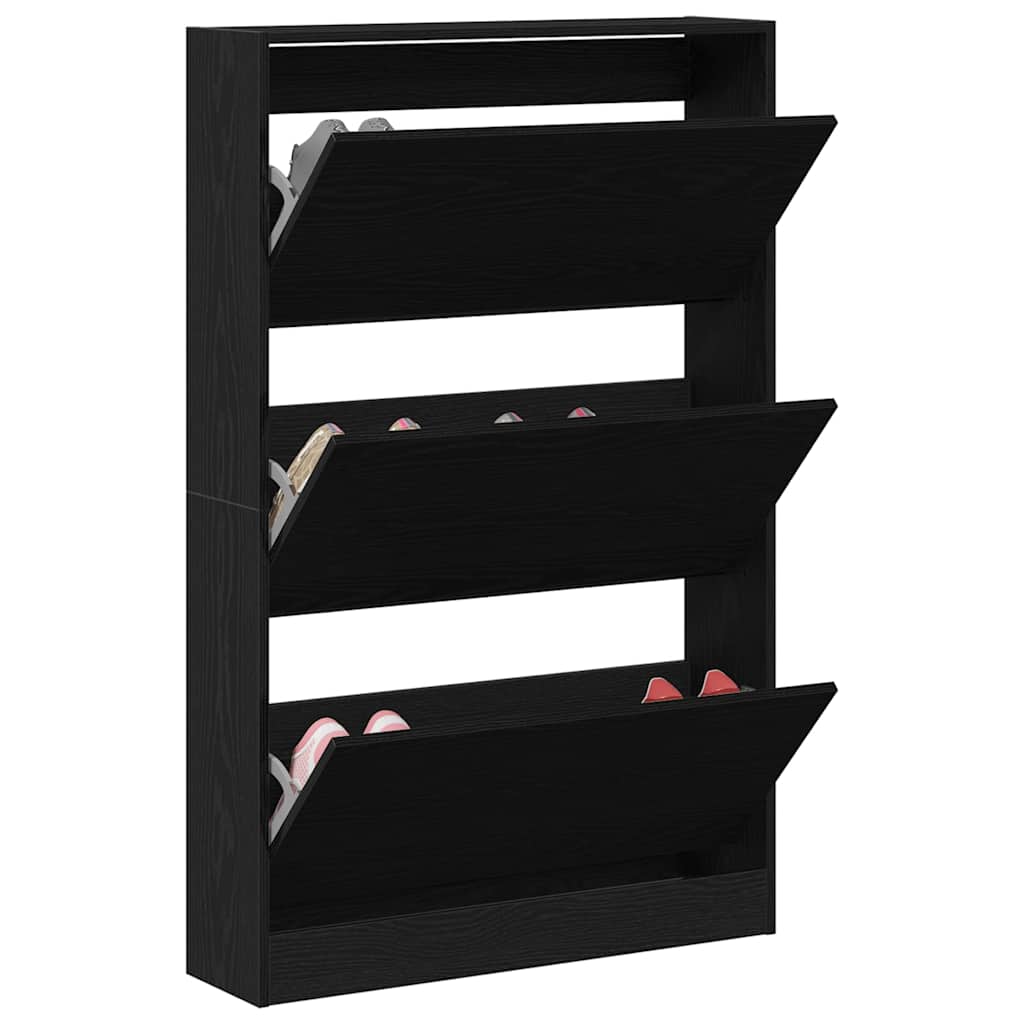 Shoe Cabinet Black Oak 80 x 21 x 125.5 cm Engineered Wood