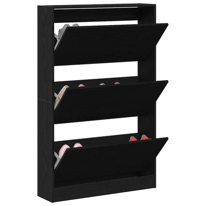 Shoe Cabinet Black Oak 80 x 21 x 125.5 cm Engineered Wood