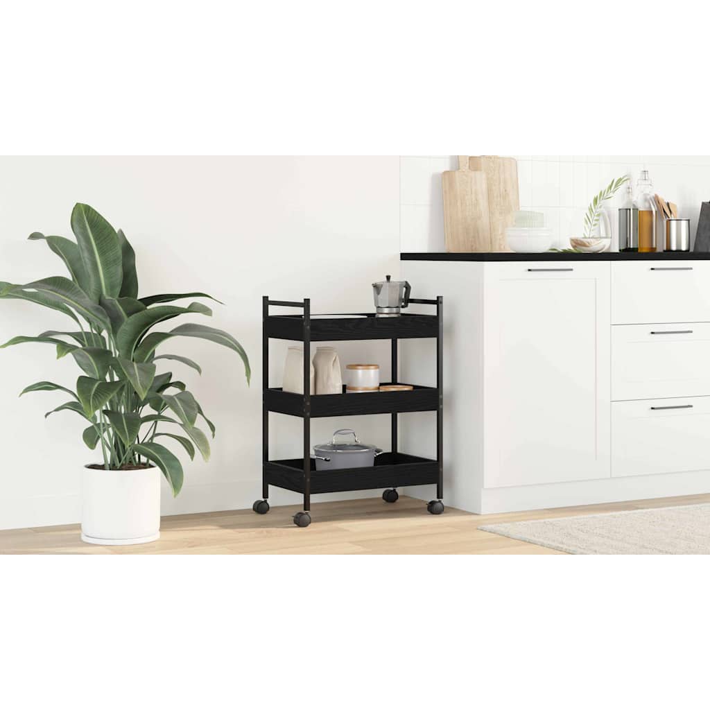 Kitchen Trolley Black oak 50 x 30 x 70 cm Engineered Wood