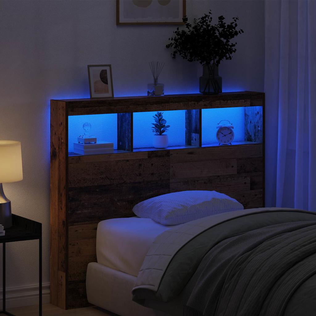 Headboard with Shelf Old Wood 120 x 17 x 102 cm Engineered Wood