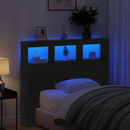 Headboard Black Oak 120 x 17 x 102 cm Engineered Wood