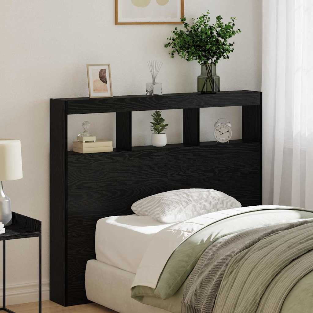 Headboard Black Oak 120 x 17 x 102 cm Engineered Wood