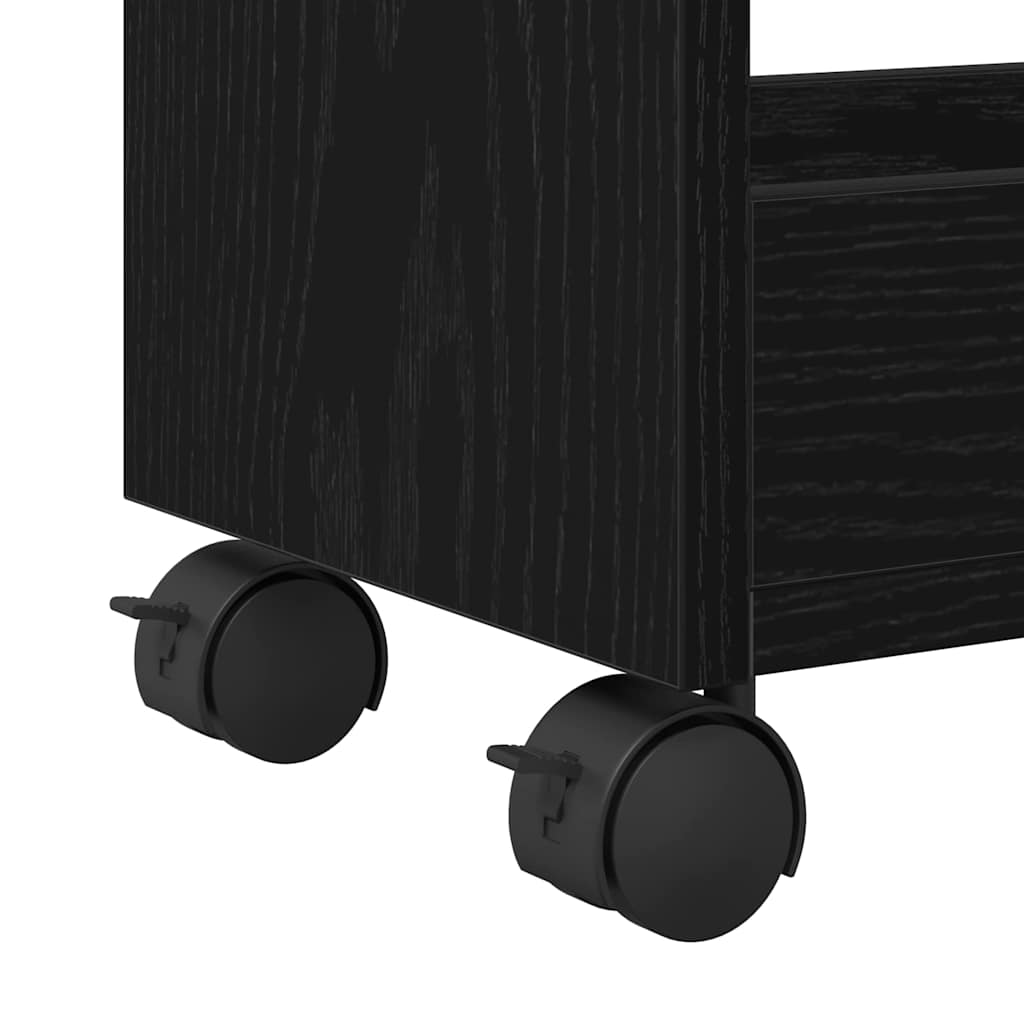 Cabinet with Wheel Black Oak 60 x 22 x 79 cm