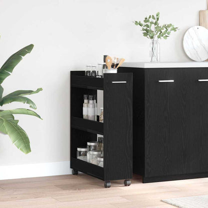 Cabinet with Wheel Black Oak 60 x 22 x 79 cm