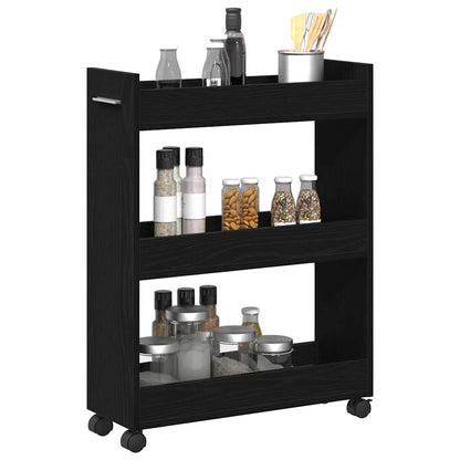 Cabinet with Wheel Black Oak 60 x 22 x 79 cm