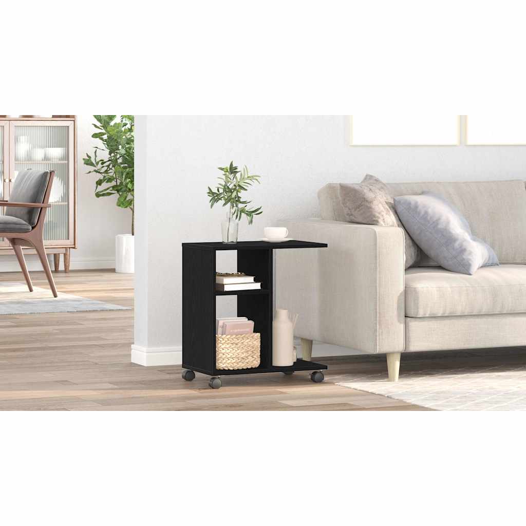 Side Table with Shelf Black oak 50 x 30 x 55 cm Engineered Wood