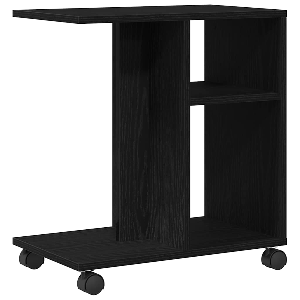 Side Table with Shelf Black oak 50 x 30 x 55 cm Engineered Wood