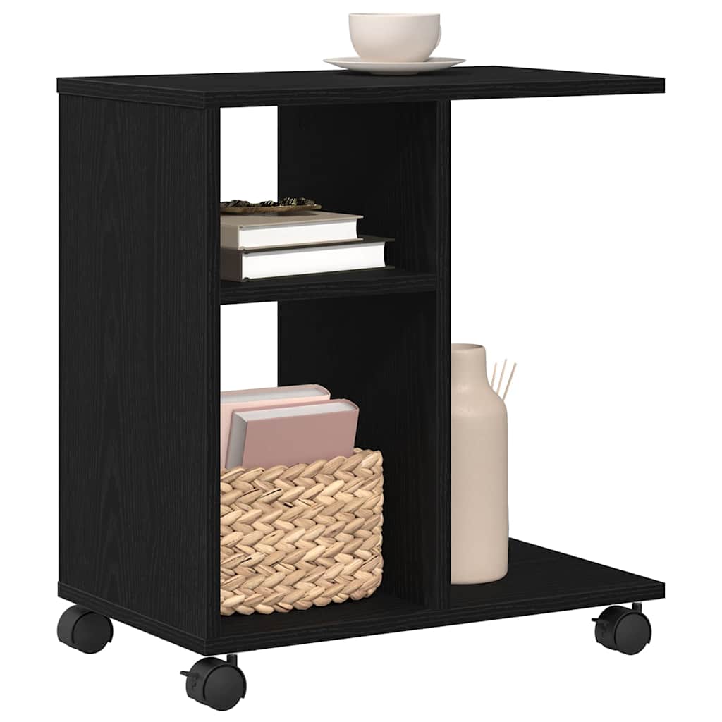 Side Table with Shelf Black oak 50 x 30 x 55 cm Engineered Wood