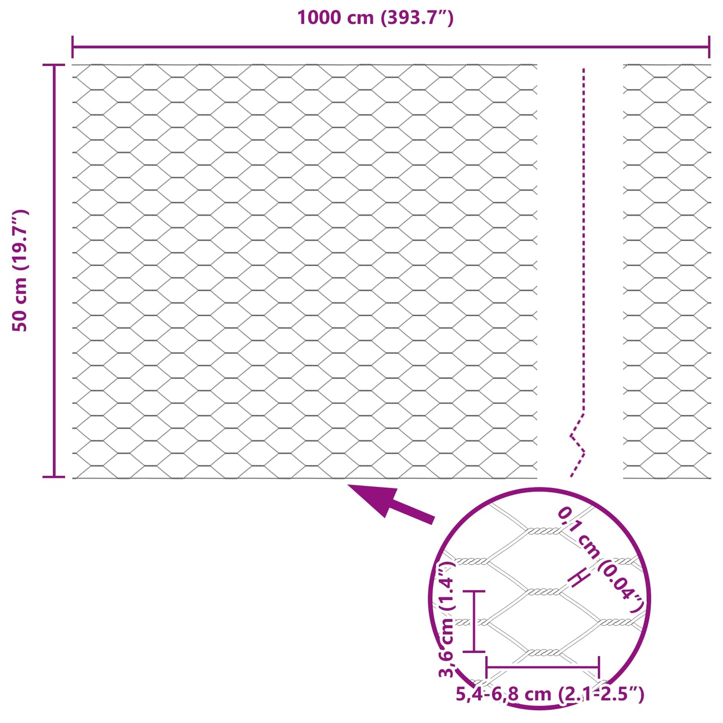 Hexagon Fence Green 0.5 x 10 m PVC