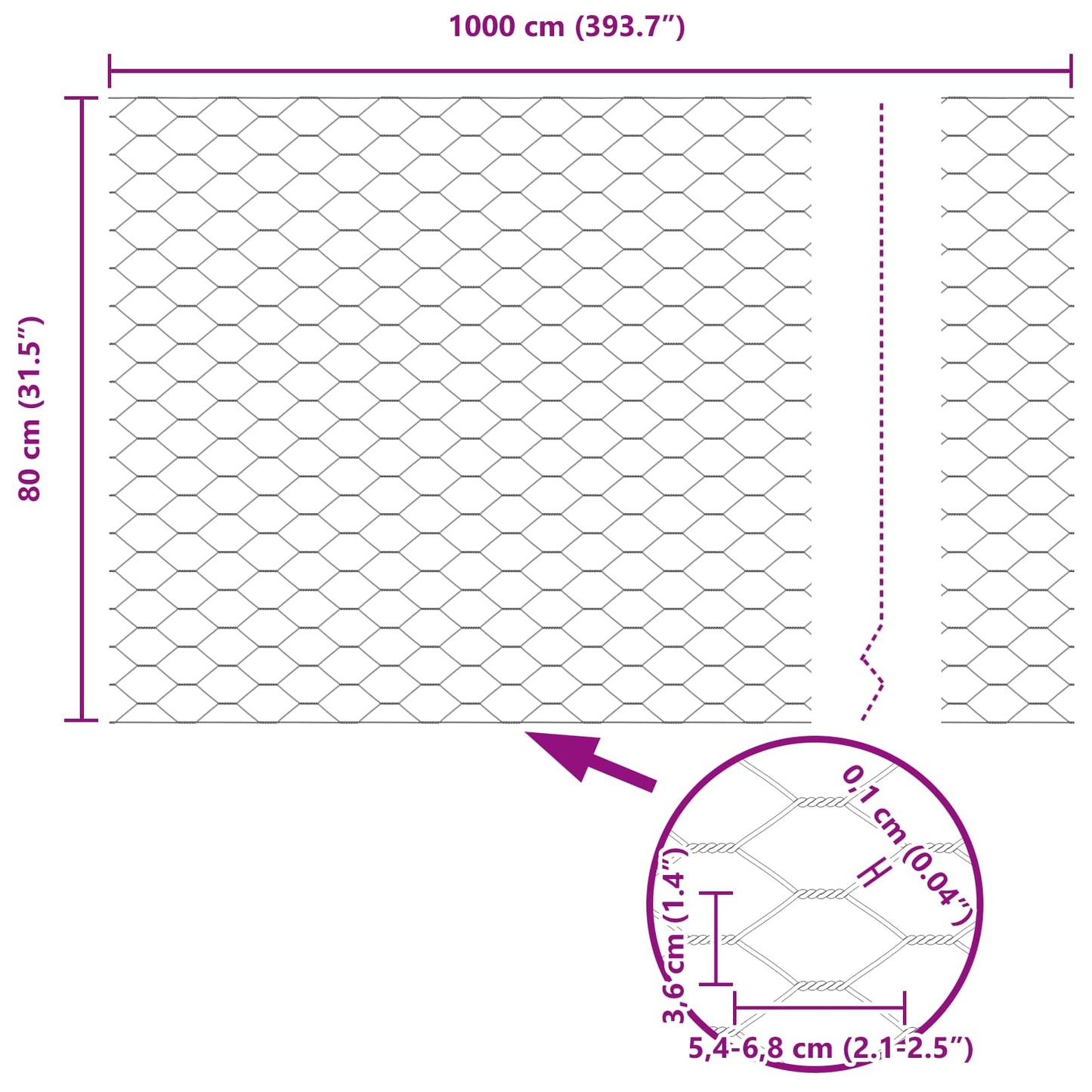 Hexagon Fence Green 0.8 x 10 m PVC
