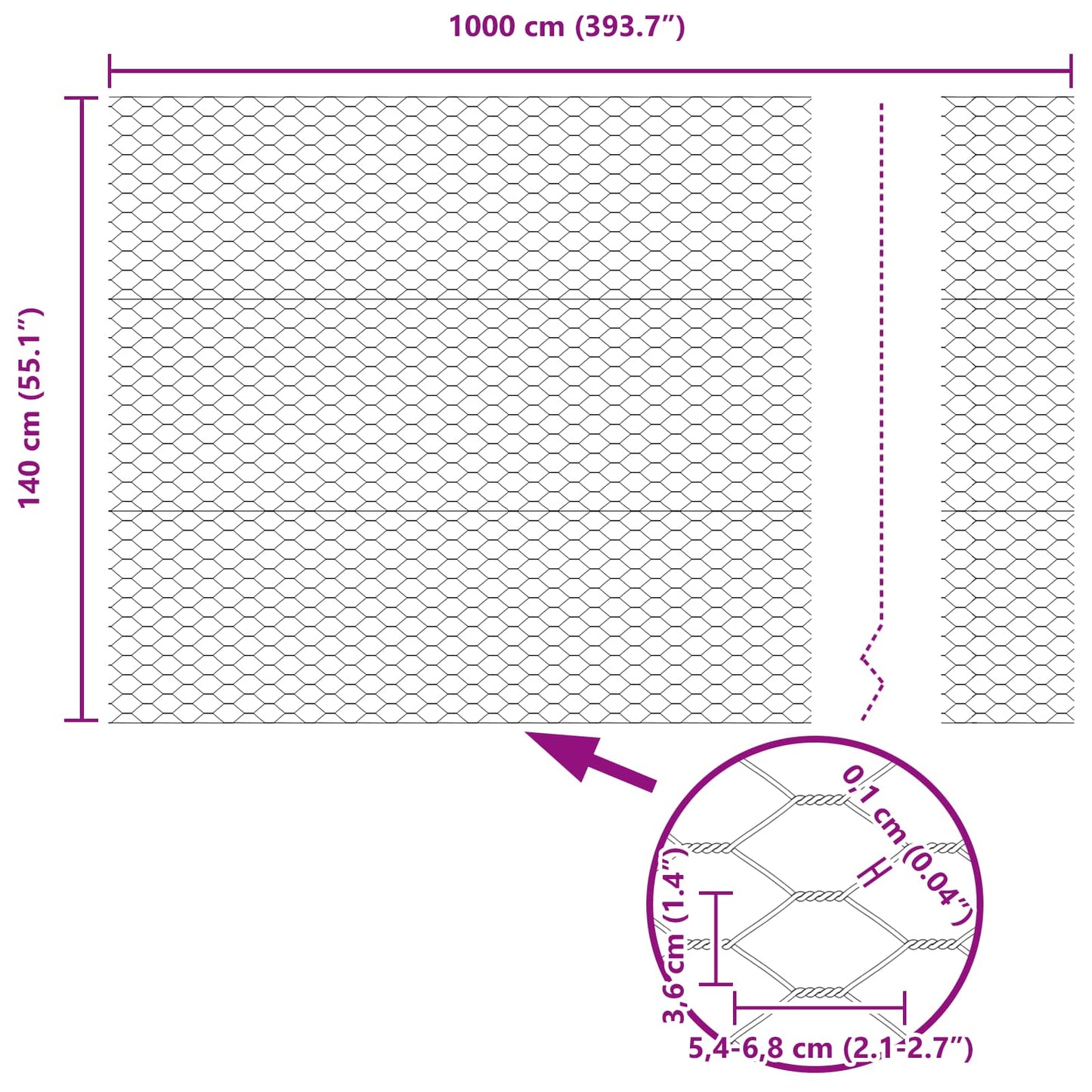 Hexagon Fence Green 1.4 x 10 m PVC