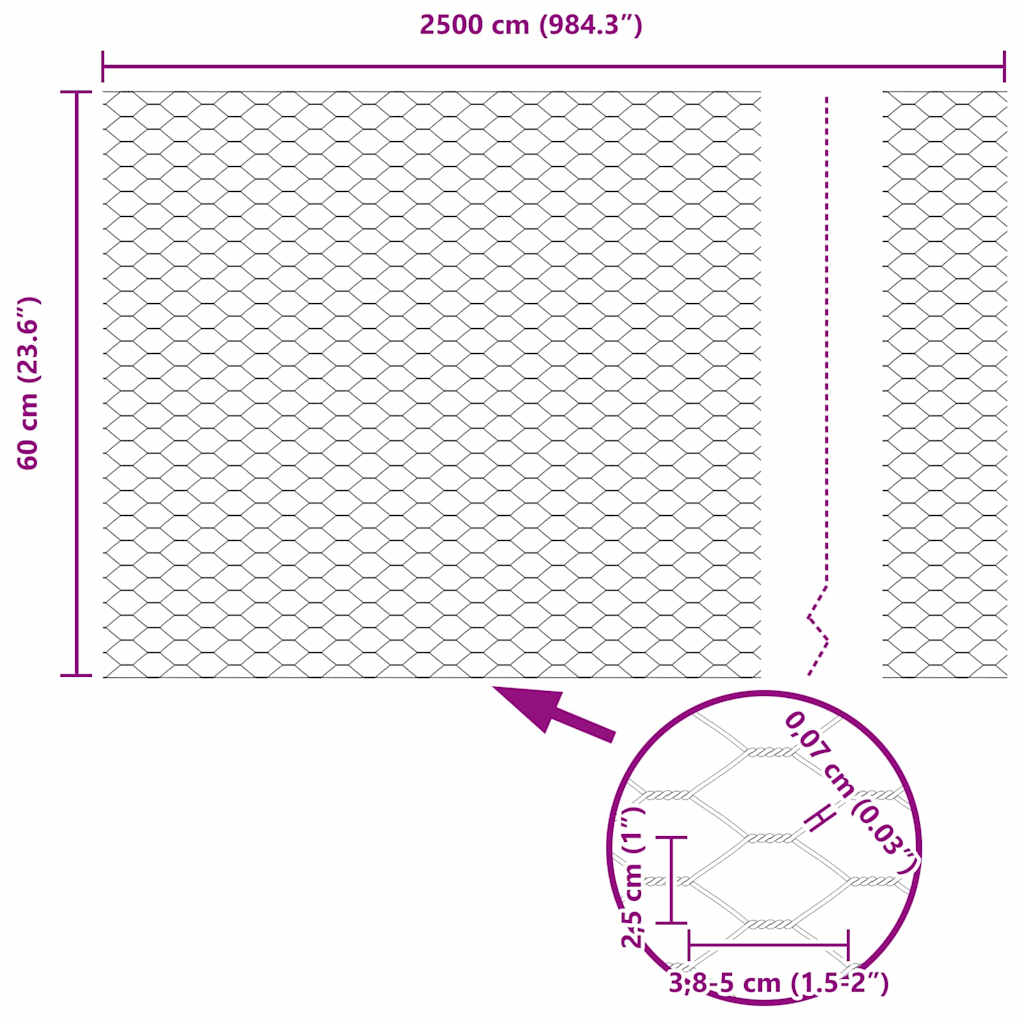 Hexagon Fence Green 0.6 x 25 m PVC