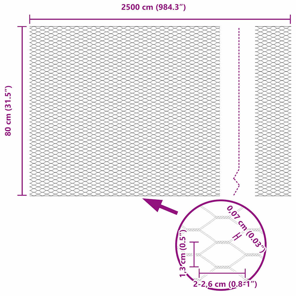 Hexagon Fence Green 0.8 x 25 m PVC