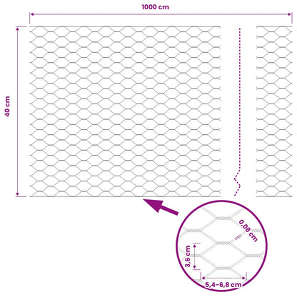 Hexagon Fence Grey 0.4 x 10 m PVC