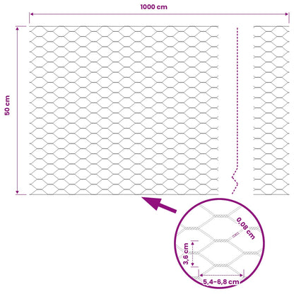 Hexagon Fence Grey 0.5 x 10 m PVC