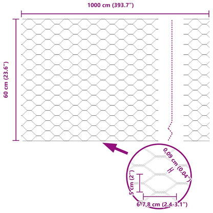 Hexagon Fence Grey 0.6 x 10 m PVC