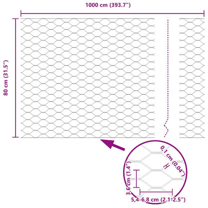Hexagon Fence Grey 0.8 x 10 m PVC