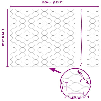Hexagon Fence Grey 0.8 x 10 m PVC