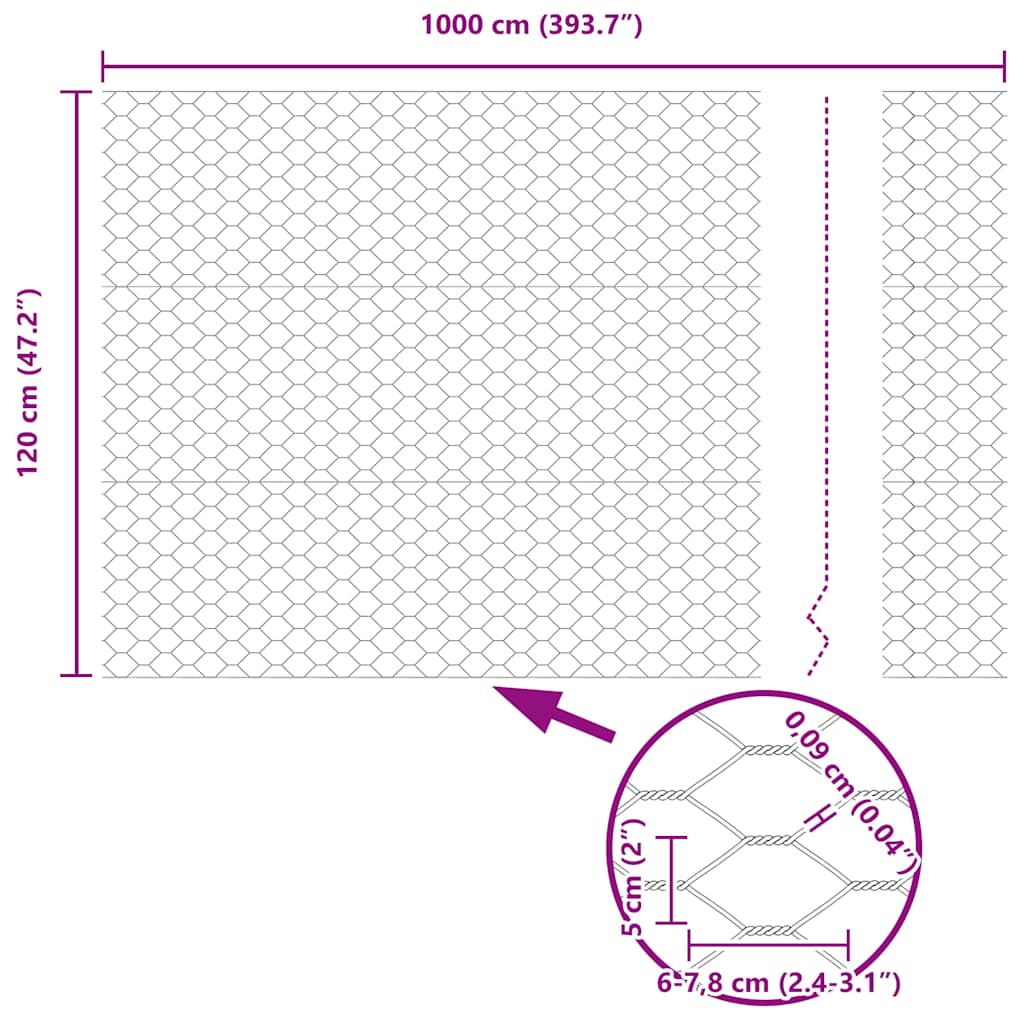 Hexagon Fence Grey 1.2 x 10 m PVC