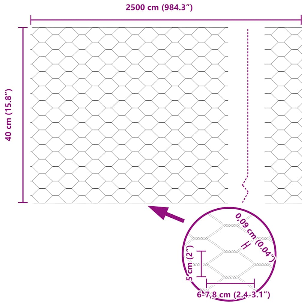 Hexagon Fence Grey 0.4 x 25 m PVC