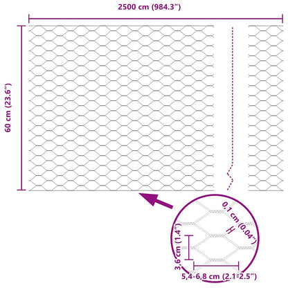 Hexagon Fence Grey 0.6 x 25 m PVC