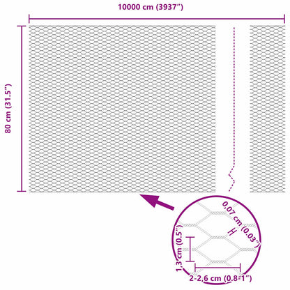Hexagon Fence Grey 0.8 x 100 m PVC