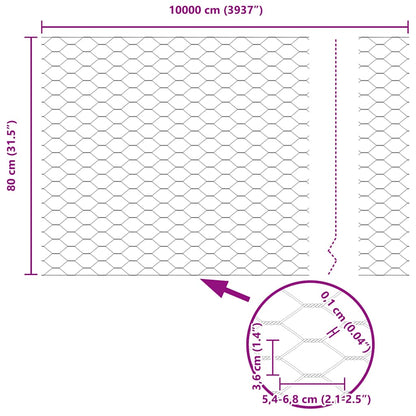 Hexagon Fence Grey 0.8 x 100 m PVC