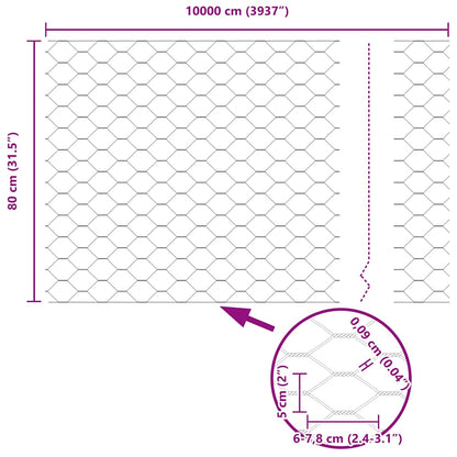 Hexagon Fence Grey 0.8 x 100 m PVC