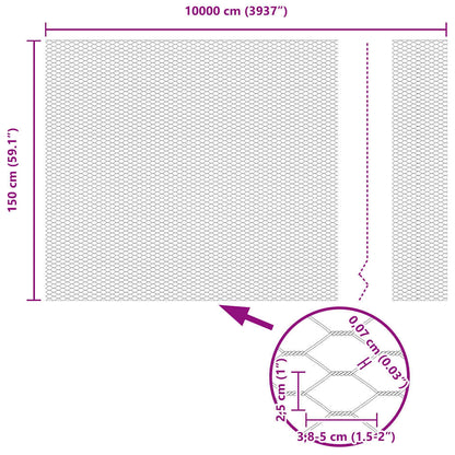 Hexagon Fence Grey 1.5 x 100 m PVC