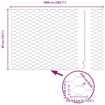Hexagon Fence Silver 0.5 x 10 m Galvanised steel