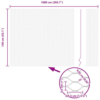 Hexagon Fence Silver 1.4 x 10 m Galvanised steel