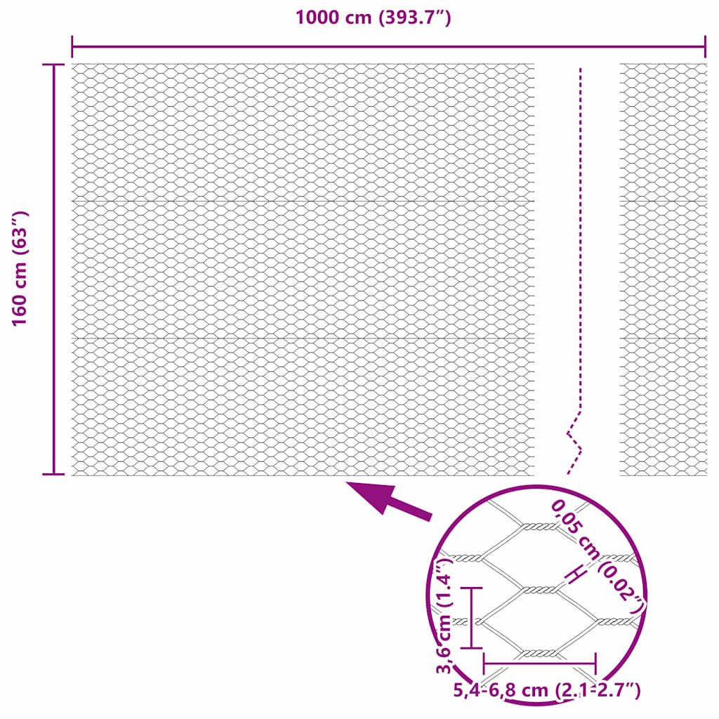 Hexagon Fence Silver 1.6 x 10 m Galvanised steel