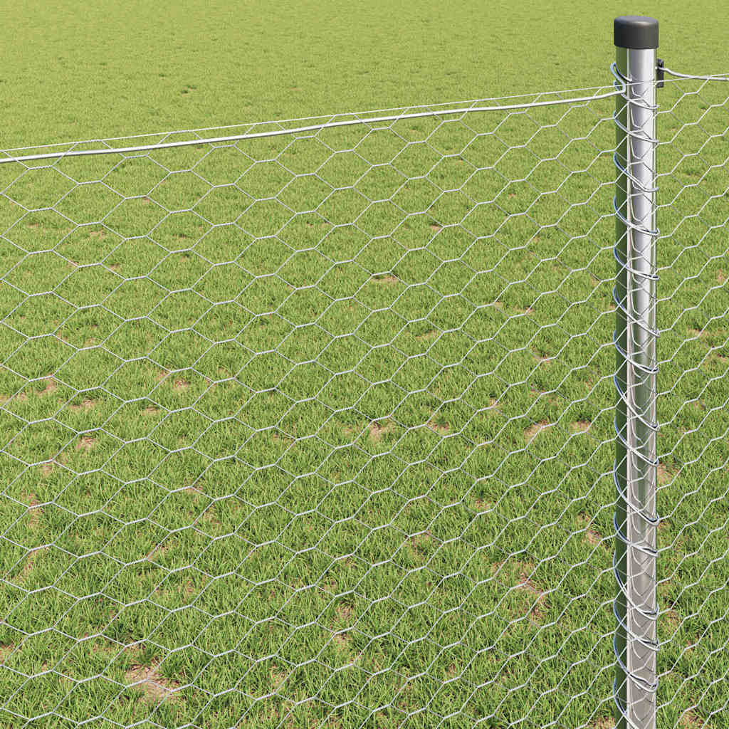 Hexagon Fence Silver 0.6 x 25 m Galvanised steel