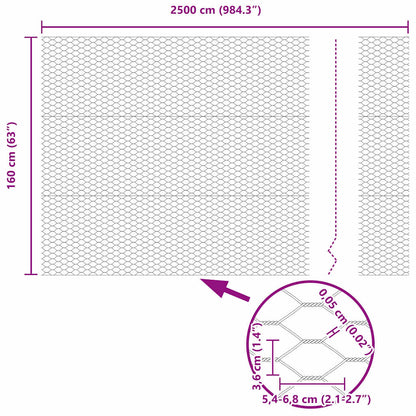 Hexagon Fence Silver 1.6 x 25 m Galvanised steel