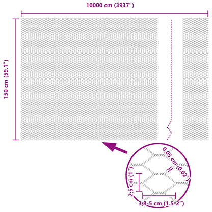 Hexagon Fence Silver 1.5 x 100 m Galvanised steel