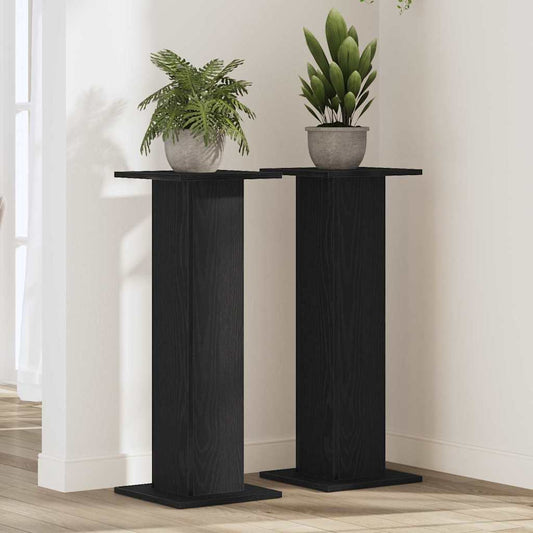 Plant Stand 2 pcs Black Oak 30 x 30 x 80 cm Engineered wood