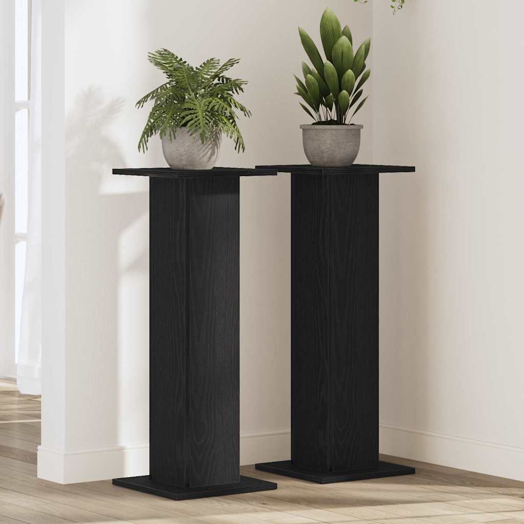 Plant Stand 2 pcs Black Oak 30 x 30 x 80 cm Engineered wood