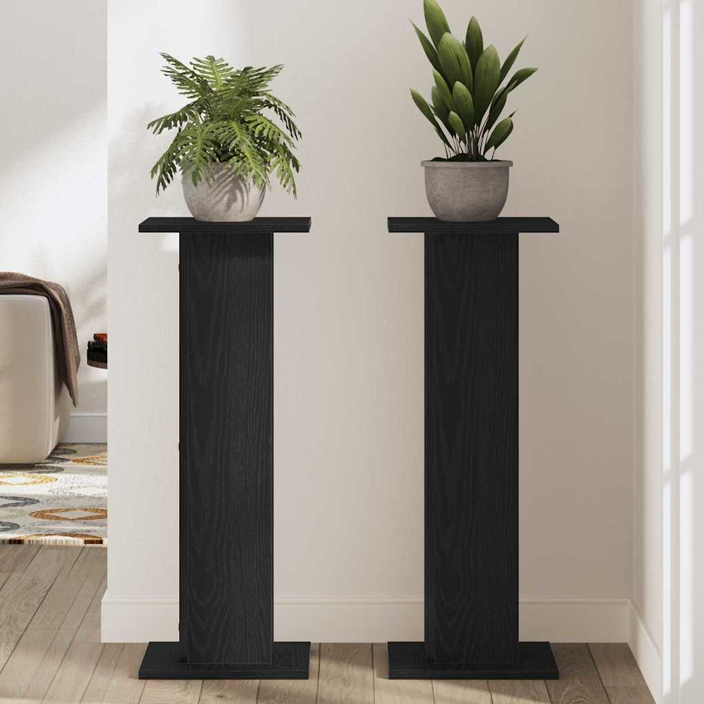 Plant Stand 2 pcs Black Oak 30 x 30 x 80 cm Engineered wood