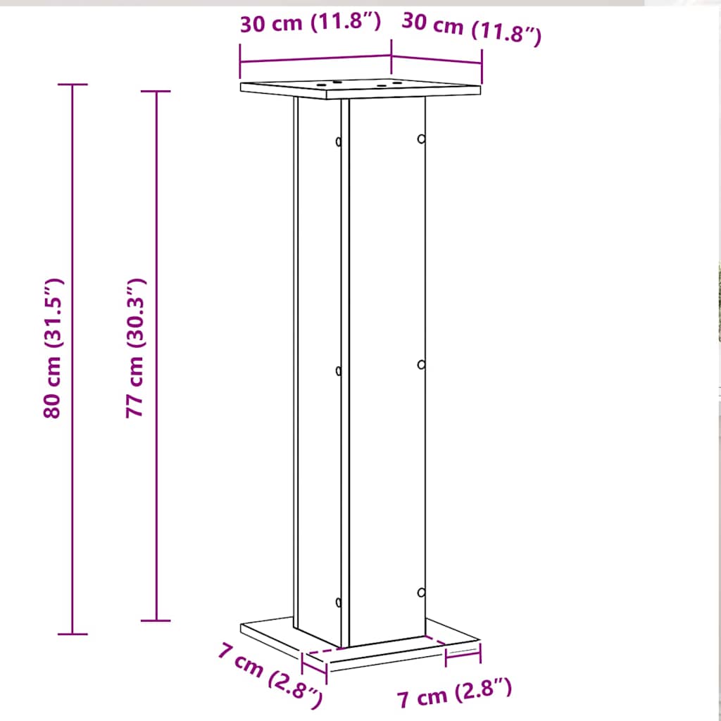 Plant Stand 2 pcs Black Oak 30 x 30 x 80 cm Engineered wood