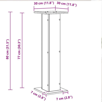Plant Stand 2 pcs Black Oak 30 x 30 x 80 cm Engineered wood
