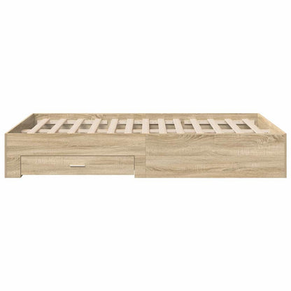 Bed Frame with Drawer Brown 120 x 200 cm Engineered Wood