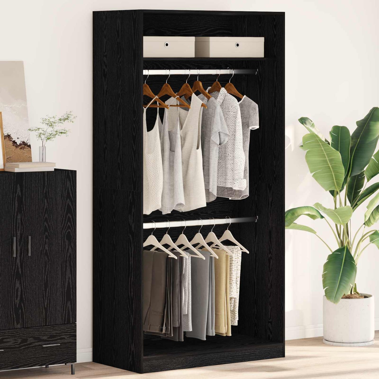 Wardrobe Black Oak 100 x 50 x 200 cm Engineered Wood