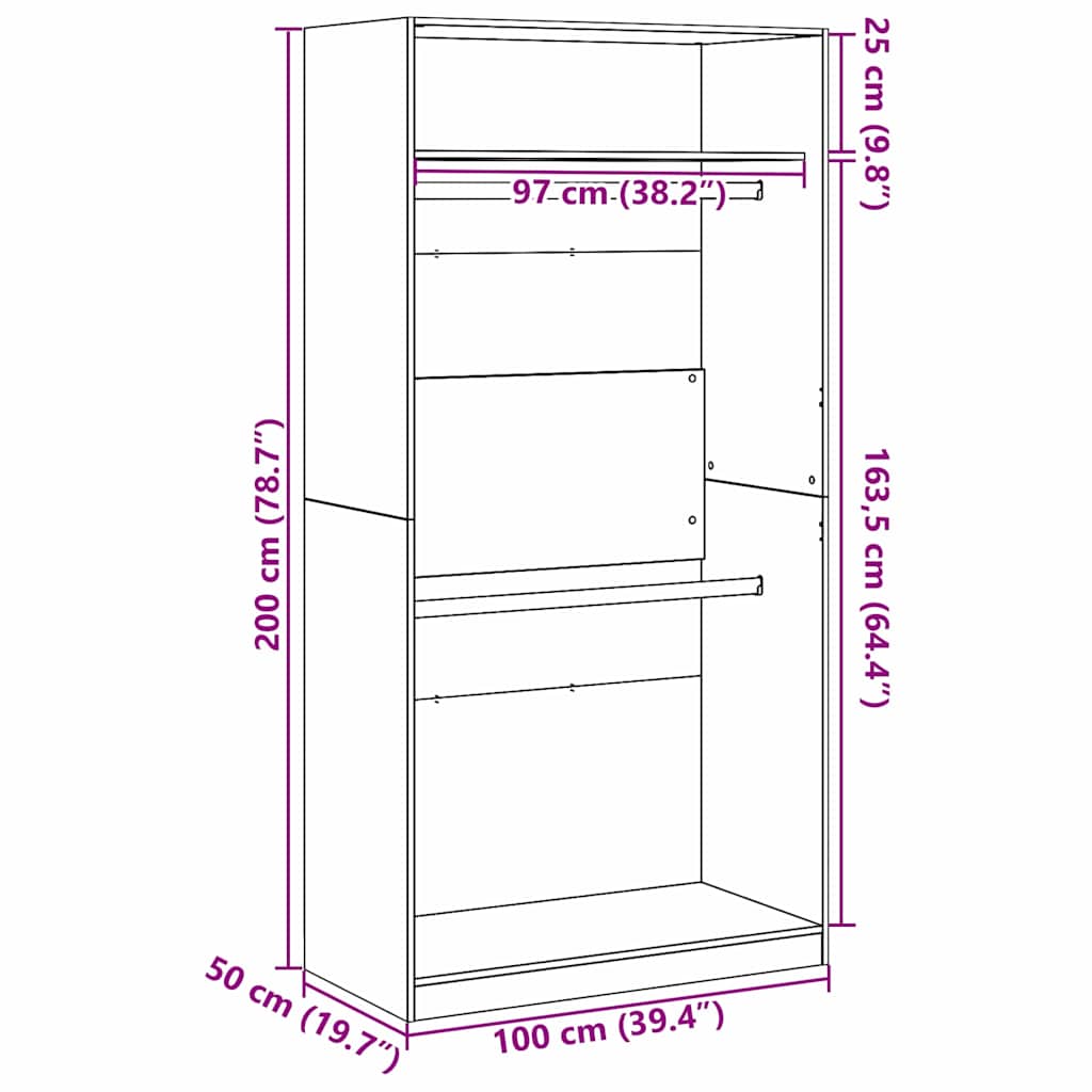 Wardrobe Black Oak 100 x 50 x 200 cm