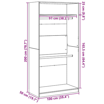 Wardrobe Black Oak 100 x 50 x 200 cm Engineered Wood