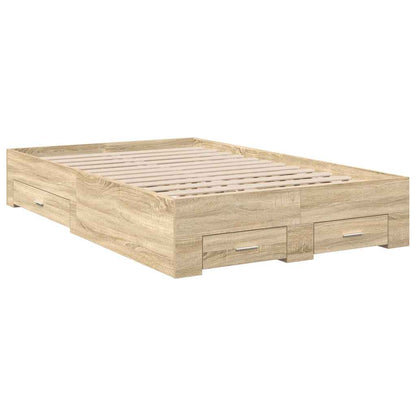 Bed Frame with Drawer Brown 120 x 190 cm Engineered Wood