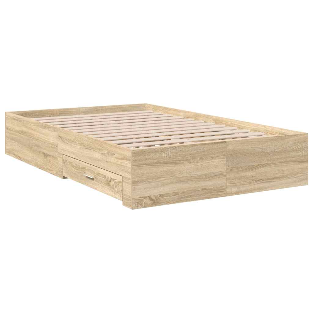 Bed Frame with Drawer Brown 120 x 190 cm Engineered Wood
