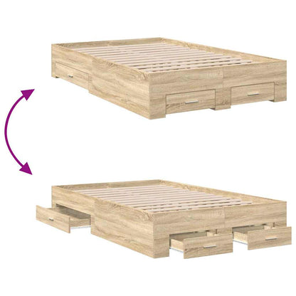 Bed Frame with Drawer Brown 120 x 190 cm Engineered Wood